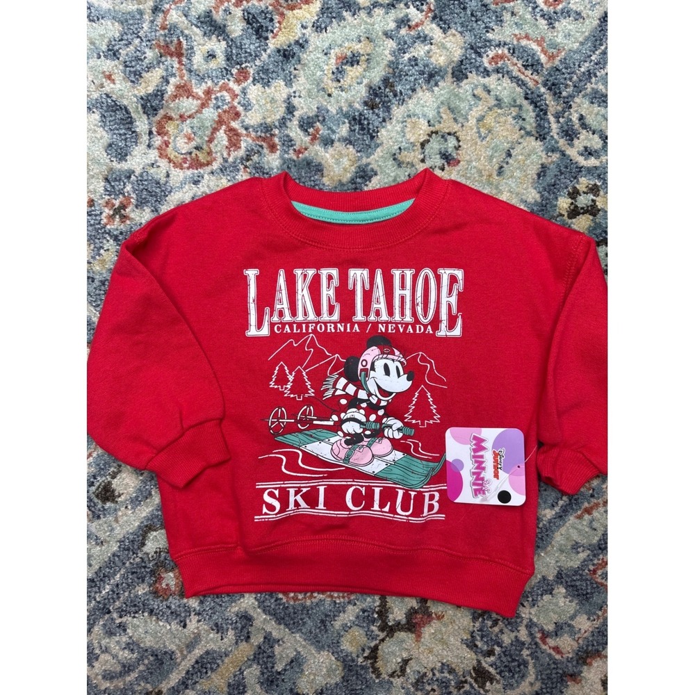 Disney Minnie Mouse Sweatshirt Girls 18M Red Lake Tahoe Ski Club NWT